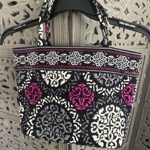 Vera Bradley Black and Pink Patterned Tote Bag